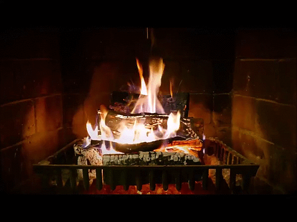 A looping gif of the yule log, a fireplace played on American television duing Christmas day.